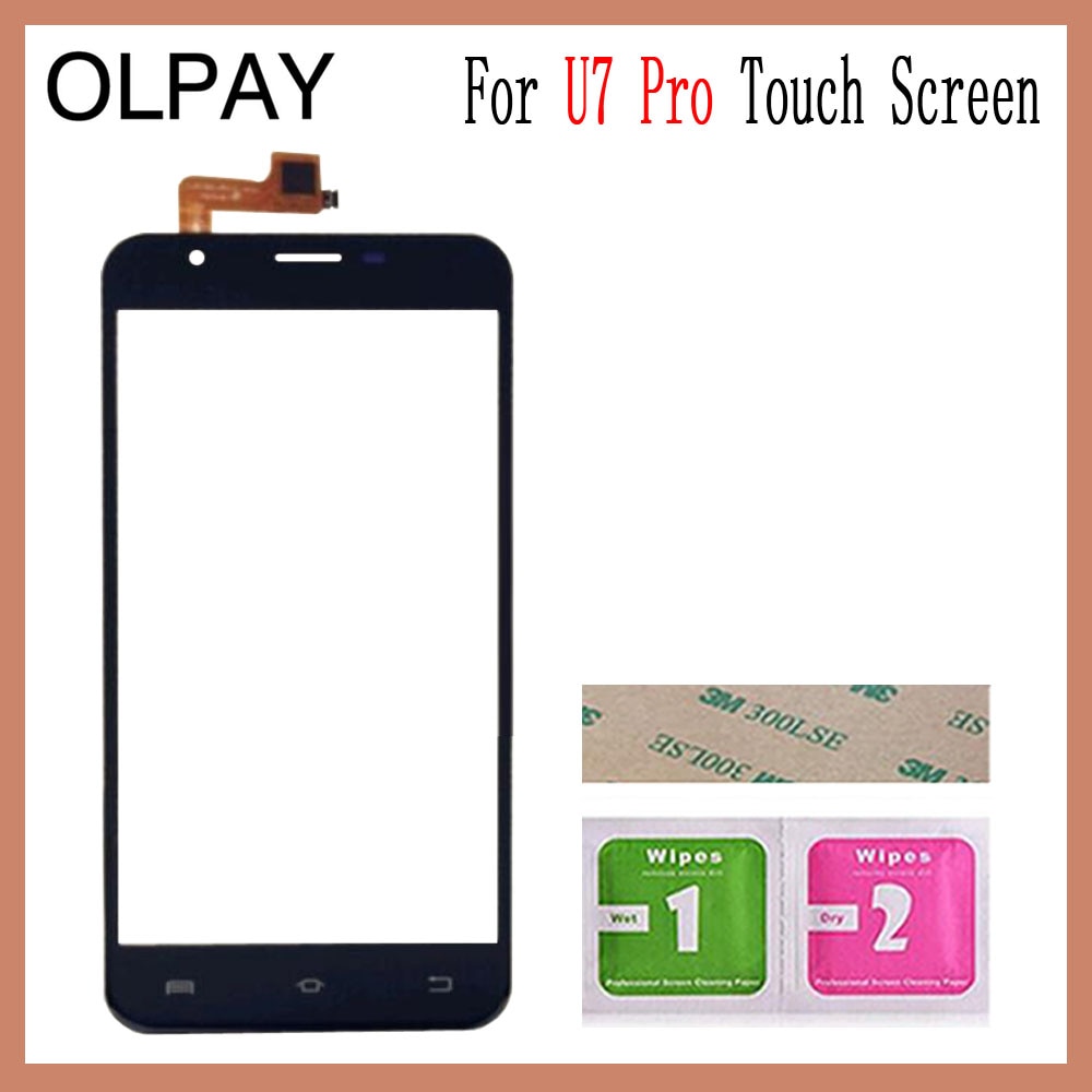 OLPAY 5.5 inch For Oukitel U7 Pro Touch Screen Digitizer Panel Front Outer Front Glass Lens Sensor Free Adhesive+Wipes