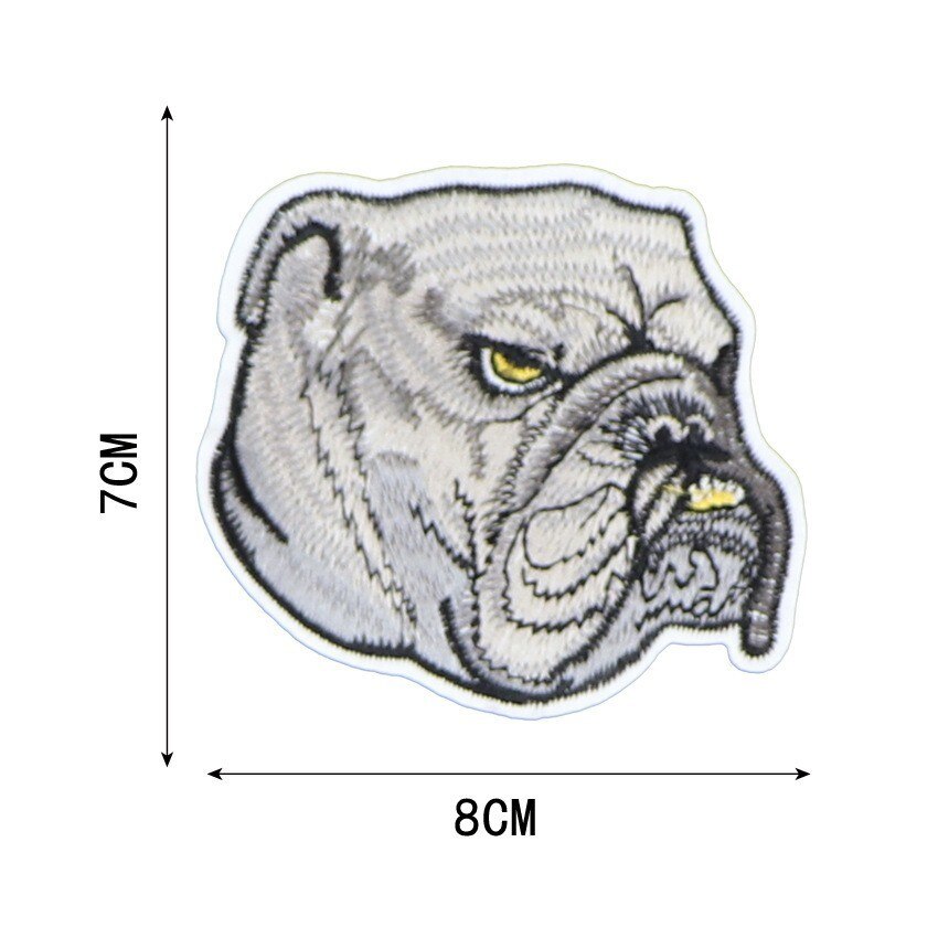 Kleine Hund Flecken Tuch Einfügen Aufkleber Stickerei handgefertigt DIY Ebene Teddy heiser Abzeichen für Kleidung Kleidung Zubehör: UK Bulldogge Rechts