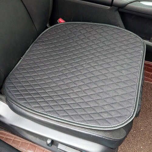 Linen/flax Fabric Car Seat Cover For Kia Rio Front Rear Flax Cushion Breathable Protector Not In Summer M4 X35: black front 1pcs