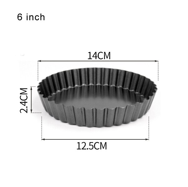 Non-stick Round Tart Pan Quiche Pan with Removable Bottom Pie Pan Fluted Pie Rectangle Tart Pan Mold Baking Quiche Tool GYH: 6 inch