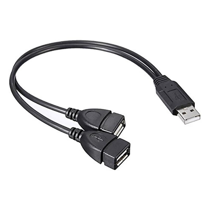 30cm USB2.0 przejście ze złącza męskiego na podwójne USB żeńskie USB ładowanie przedłużenie kabla zasilającego kabel USB Y rozdzielacz kable danych