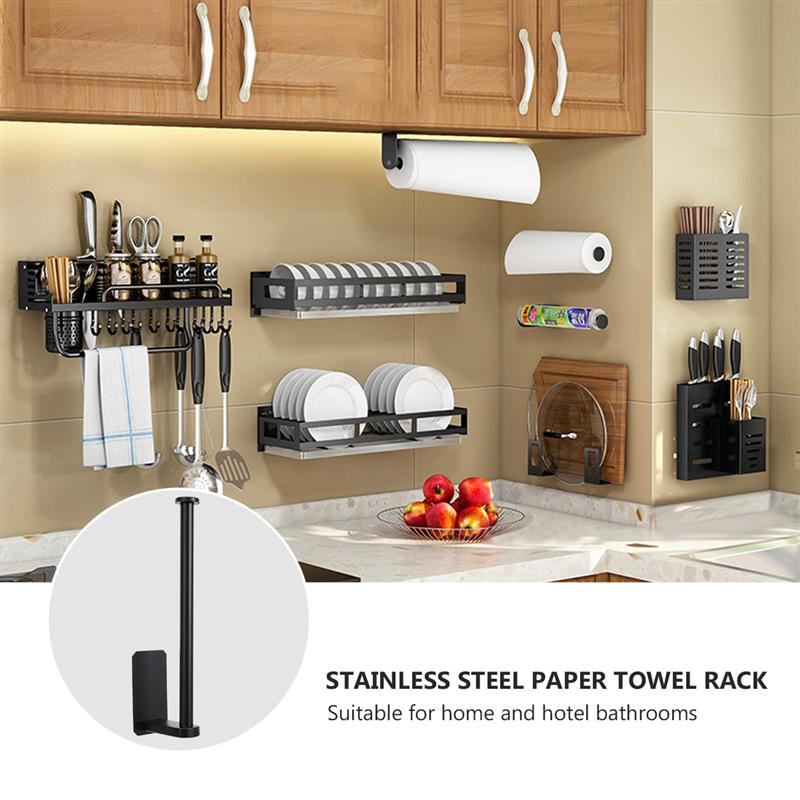 No Holes Roll Paper Holder Stainless Steel Paper Towel Rack Tissue Holder Toilet Paper Stand For Bathroom Storage Rack