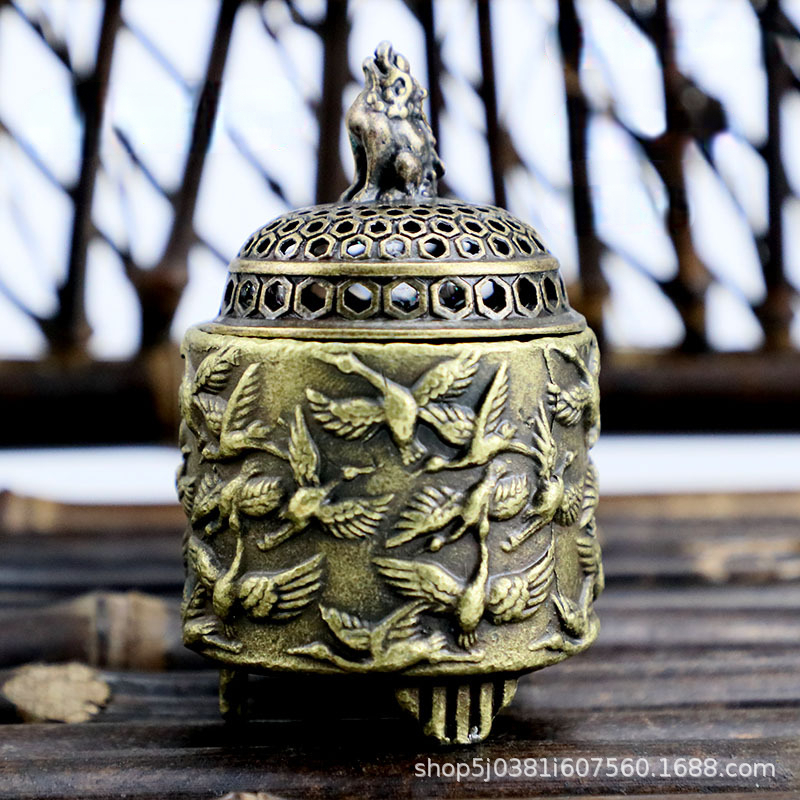 Quemador de incienso de loto, utensilios budistas, incensario arcaico de aleación de cobre, muebles para el hogar y la Oficina