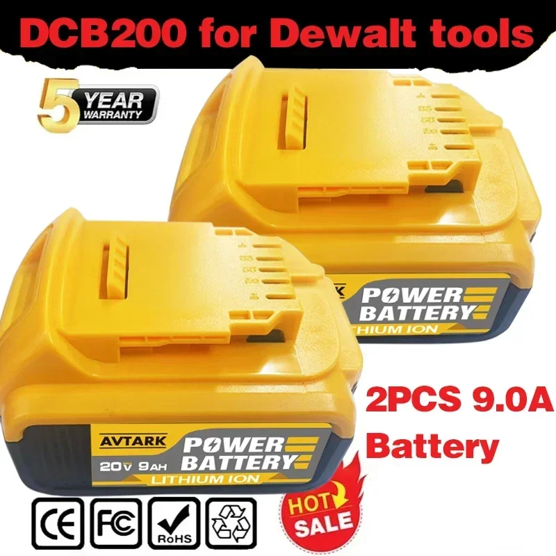Batería DCB200 de 20V Compatible con herramientas eléctricas dewalt, herramienta eléctrica recargable de 18V y 12Ah, baterías de litio de 20V, 18 voltios, 18v, 12Ah: Azul