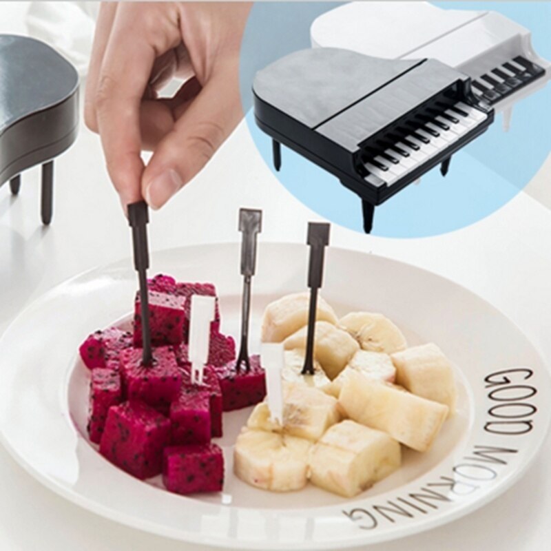 10 unids/set Piano de la fruta tenedor Piano teclado Tenedor de plástico postre para niños de pastel de Forks selecciones accesorios de cocina y Bar