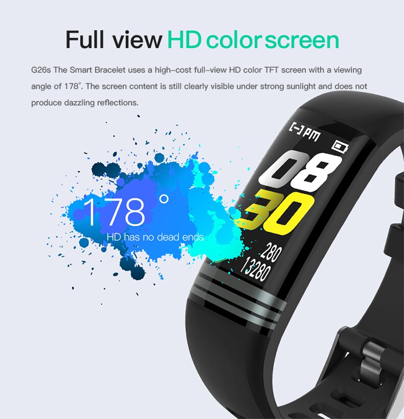 Bluetooth Smart Bracelet For G26S Pro Heart Rate Health Blood Pressure Monitor Wristband Running Fitness Tracker Smartwatch
