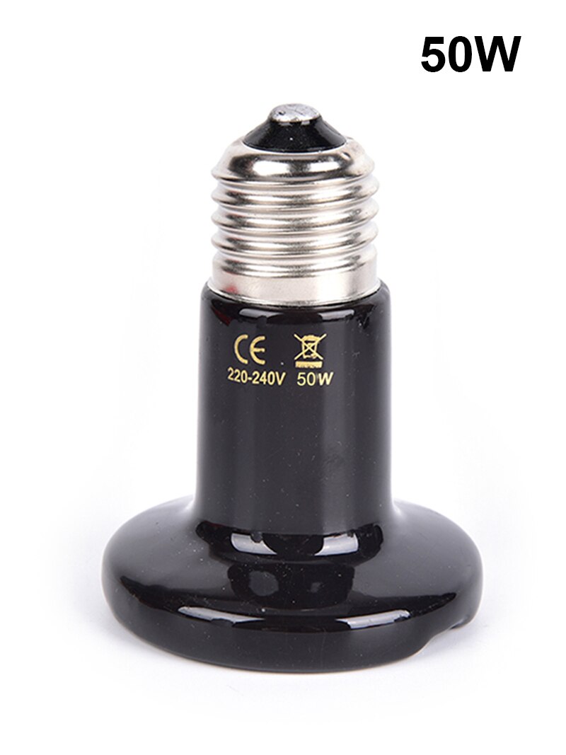 Lámpara de calor para reptiles, emisor de cerámica infrarrojo negro, Bombilla de calor, incubadora de mascotas, lámpara táctil de 220-240V para jaula camaleón, tanque de serpiente: 50W lamp