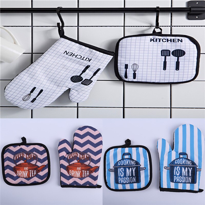 2pc/set High-temperature Insulation Microwave Oven Gloves Microwave Baking BBQ Glove Non-slip Kitchen Cooking Tools