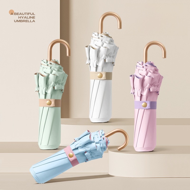 Høyverdig blonder solbeskyttelse bærbar solparasoll liten uv-bestandig solskjerm dobbeltfunksjonell sammenleggbar paraply ren farge