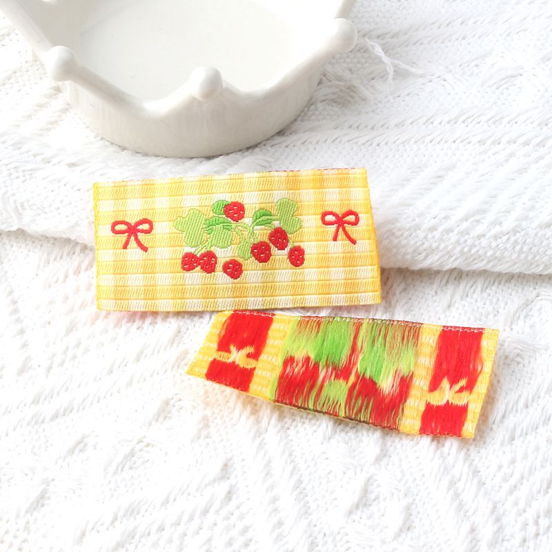 Tkane etykiety z kreskówek wiśniowych, naszywki z tkaniny, naszywki robić samodzielnego wykonania opasek robić włosów, ubrań, lalek, rękodzieła i akcesoriów: czarny