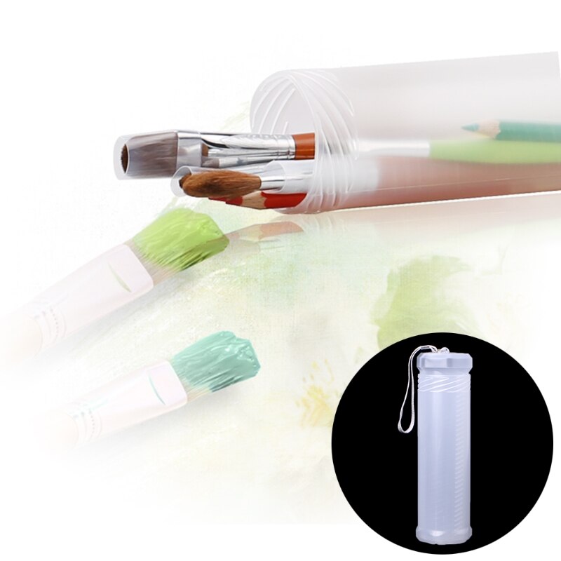 Caja de lápices cilíndrica transparente, delgada, ajustable, portalápiz de plástico, JUL-19A portátil