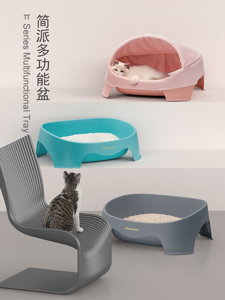 Bac à litière pour chats bleu Semi-fermé | Grande boîte à litière d'entraînement pour chats, Shorthair pelle à litière pour chats, Liteira Gato maison, bassin à litière MM60MSP