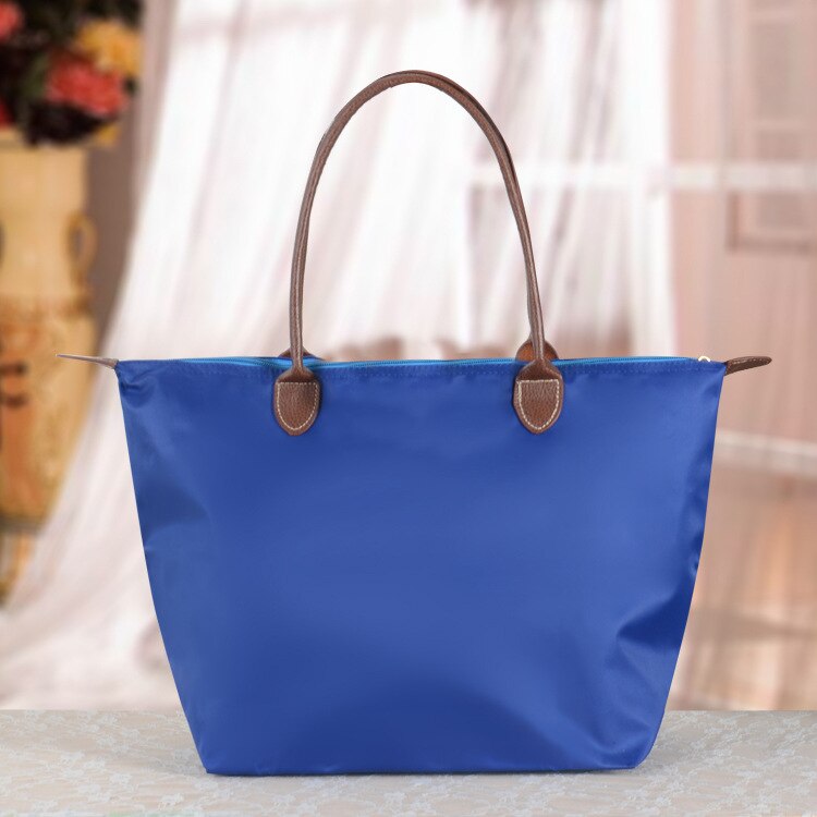 Women's Light Beach Tote Handbags Casual One Shoulder Messenger Solid Color Bag Large Capacity Dumpling With Zipper Shopping Bag: Dark Blue