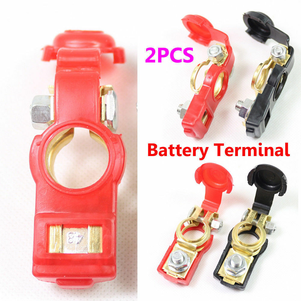 thumbnail image 2 of Pair Wired Battery Cable Head And Clamps – Copper, Rubber Insulated, Italy Made 2 of 6