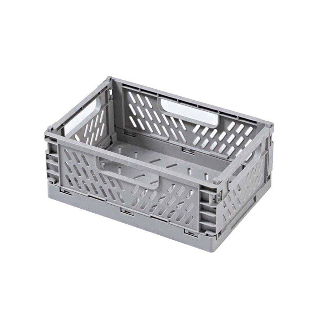 Panier de rangement pliable en plastique, 5 couleurs, boîte de rangement pliable pour étudiants de bureau, bande de papeterie, conteneur pliable: Gray