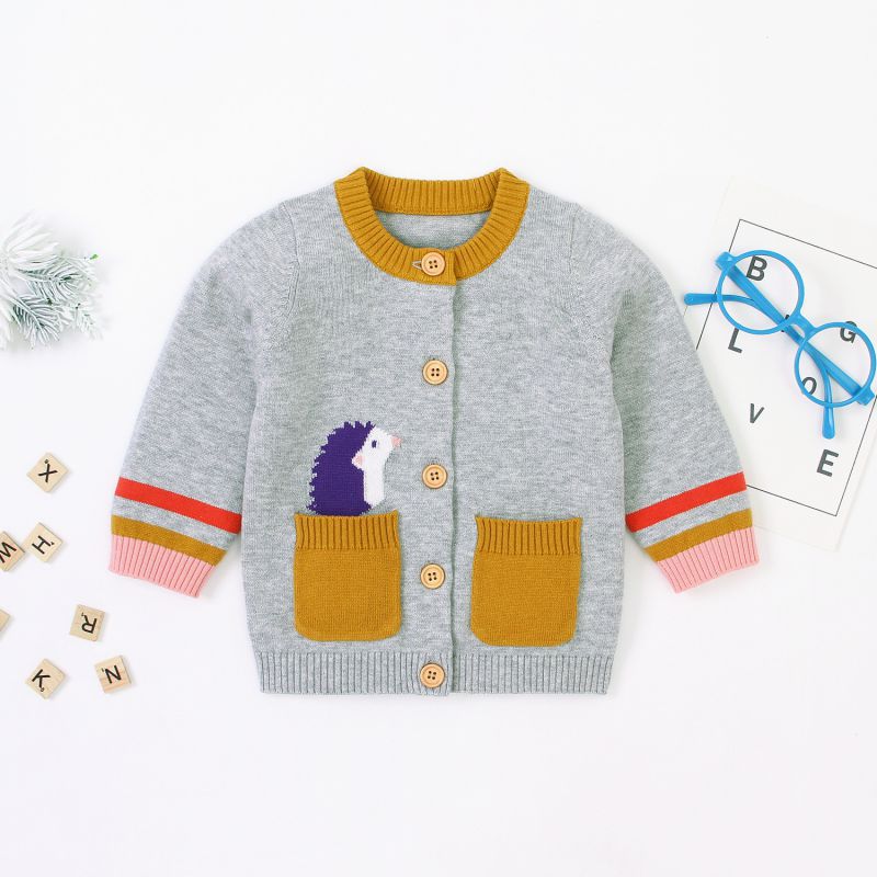 Enfants enfants pull bébé garçon fille vêtements Cardigan dessin animé arc-en-ciel imprimé tricoté coton décontracté vêtements d'extérieur chaude