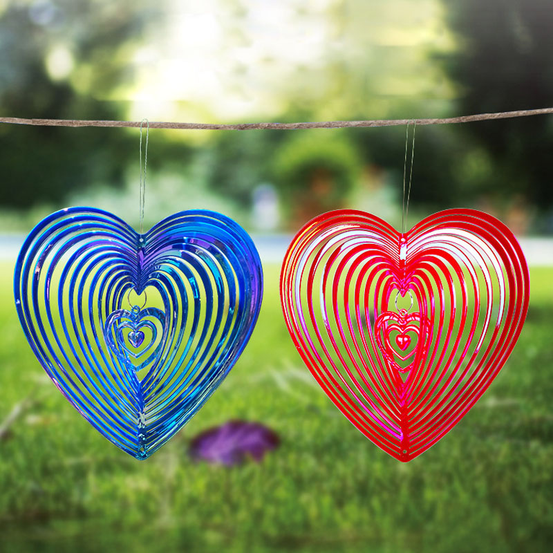 Geometrische Art Hart Wind Spinner Yard Art Kloppend Hart Wind Spinner Balkon Outdoor Tuin Decoratie Ornament Dream Catcher