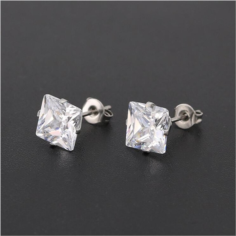 Dimensioni da 3mm a 8mm acciaio inossidabile 316 L con zirconi quadrati puliti per uomo e donna