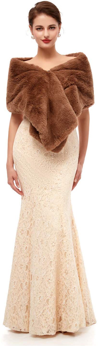 Bolero Jacket Avondjurk Sjaal Bridal Wraps Fur Cape Fur Sjaal Veer Robe Sheer Wit Bont Mantel Winter Witte Mantel jas: 1pj19135