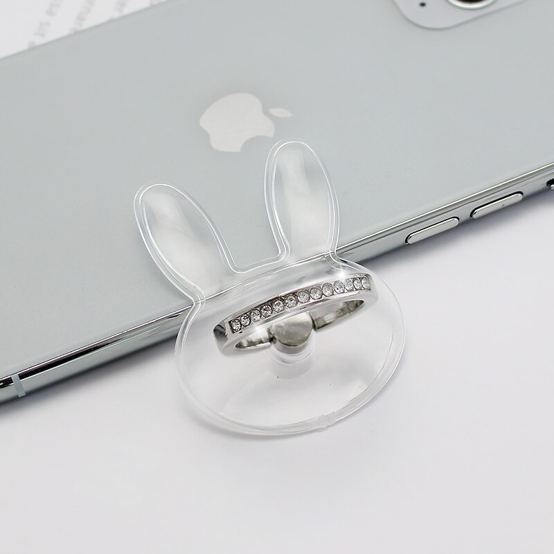 Uniwersalny przezroczysty palec serdeczny telefon komórkowy Smartphone stojak uchwyt na iPhone 12 Xiaomi Samsung inteligentny telefon stojak samochodowy: A21-rabbit