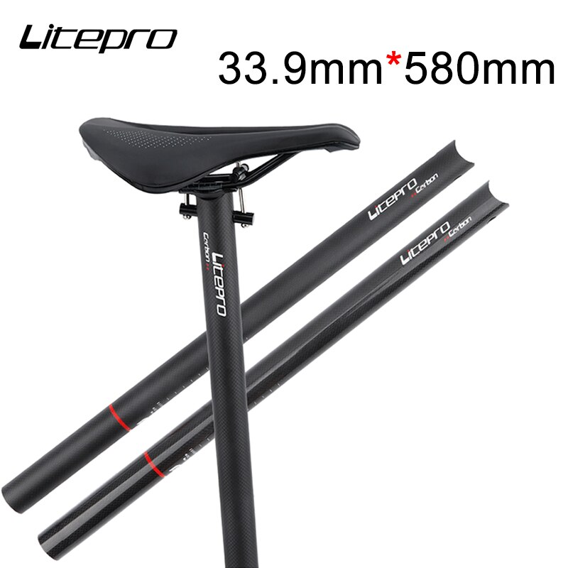 Litepro siodełko rowerowe rura 33.9mm * 580mm 3K rura podsiodłowa z włókna węglowego Ultralight robić roweru składanego