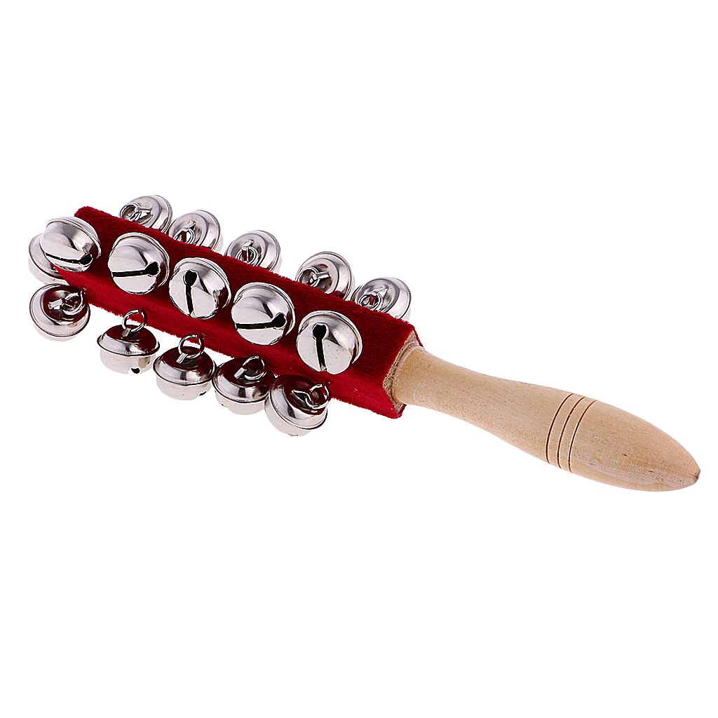 Wooden Stick 21 Jingle Bells Hand Shake Rattle Ring Shaker KTV Music Toy Xmas