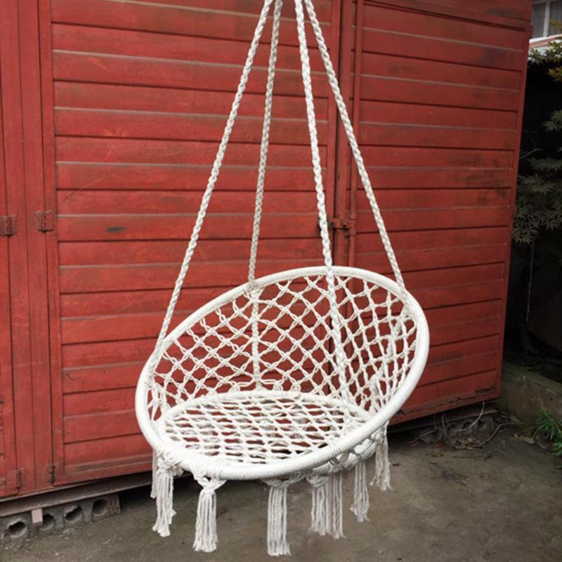 Veilig Nordic Stijl Ronde Hangmat Stoel Indoor Outdoor Slaapzaal Slaapkamer Opknoping Stoel Voor Kind Volwassen Swingende Enkele Camping