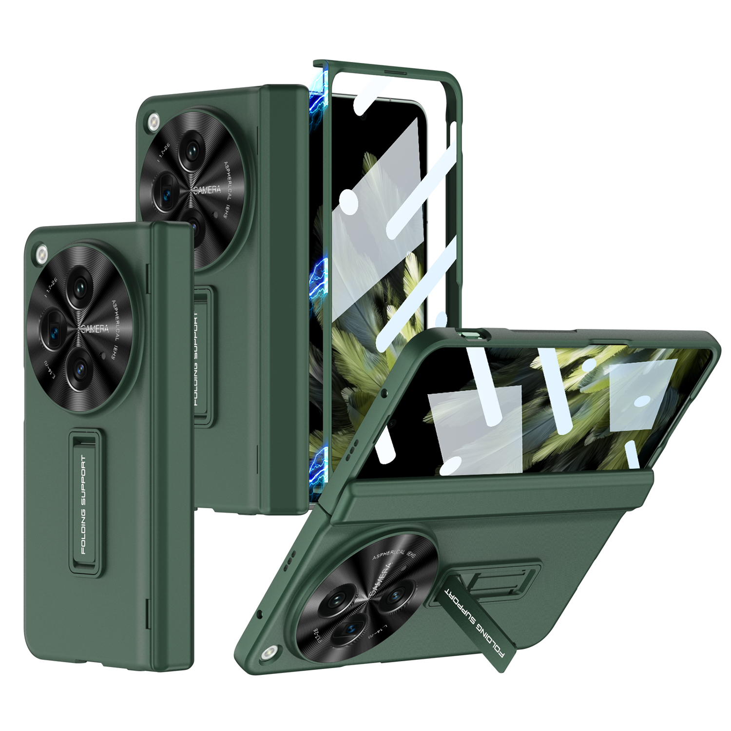 Schokbestendig Pantser Plastic Matte Behuizing Voor Oneplus Open Magnetisch Scharnier Scherm Glas Volledige Beschermhoes Voor Oppo Find N3 Hoesjes: green