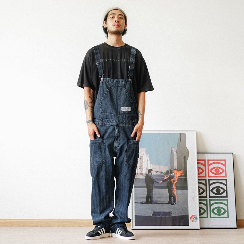 Safari stil denim overalls til mænds funktionelle multi-pocke bib-bukser work cargo bukser mænd baggy bib jeans