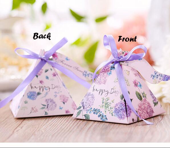 50 stuks Candy Box Baby Shower Gunsten Driehoekige Piramide Bruiloft Gunsten Box Bomboniera Feestartikelen: H