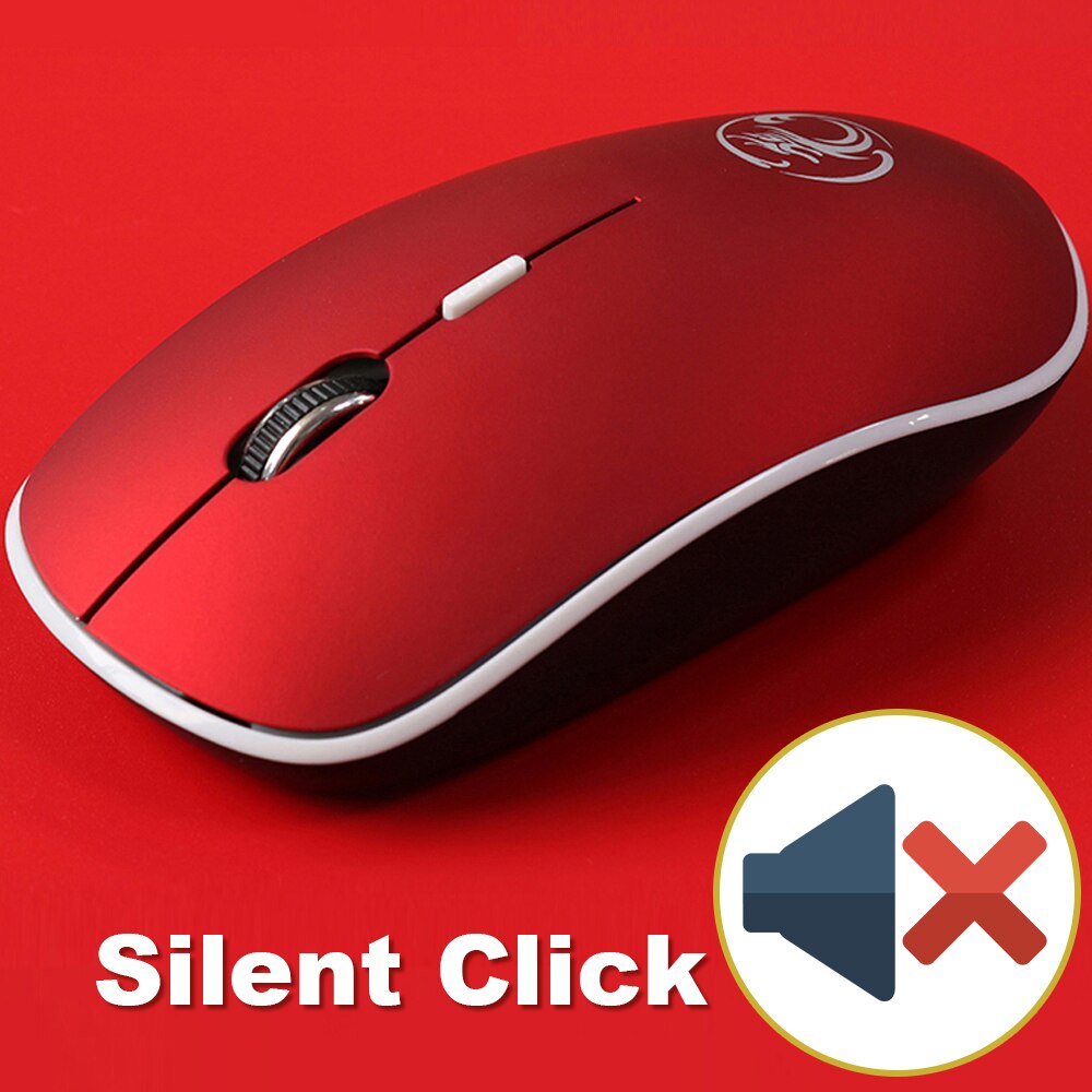 Mouse senza fili Del Computer Mouse Senza Fili 2.4 Ghz Silenzioso Ergonomico Mause 1600 DPI USB Optical mouse Mini Mute del Mouse per il Computer Portatile PC: Silent Red
