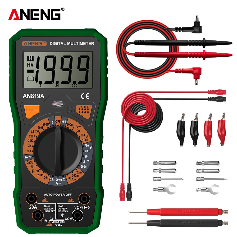 ANENG AN819A Digital Multimeter esrmeter true rms digital multimeter tester voltmeter battery tester multimetro richmet: green 2