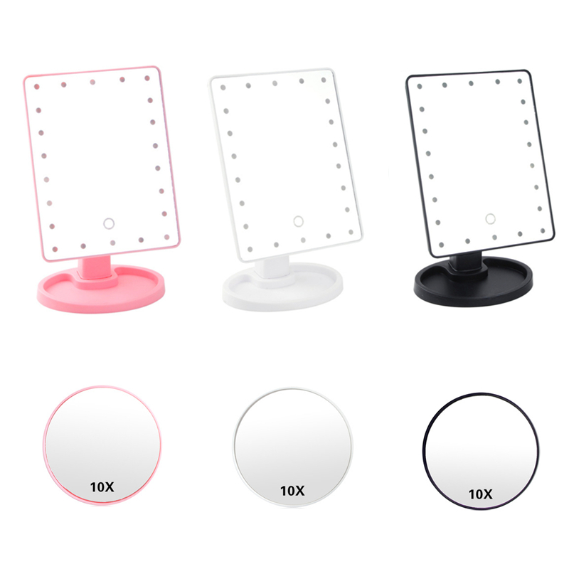 LED Touchscreen 22 Licht machen-hoch Spiegel Schreibtisch Machen hoch 10X Vergrößerungs schönheit Eitelkeit Spiegel beleuchtung Abnehmbare/Lagerung Basis