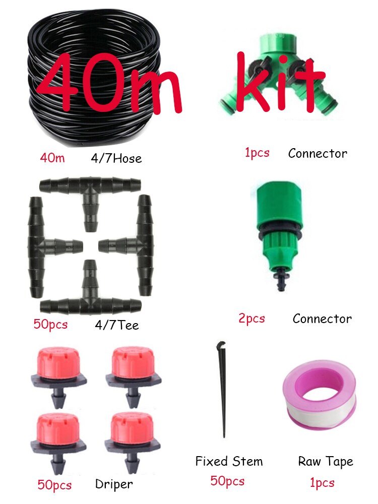Diy Automatische Irrigatie Systeem, Tuin Watering Slang, Micro Drip Irrigatie Kit Met Verstelbare Druppelaar, Spray Koelsysteem: 40m