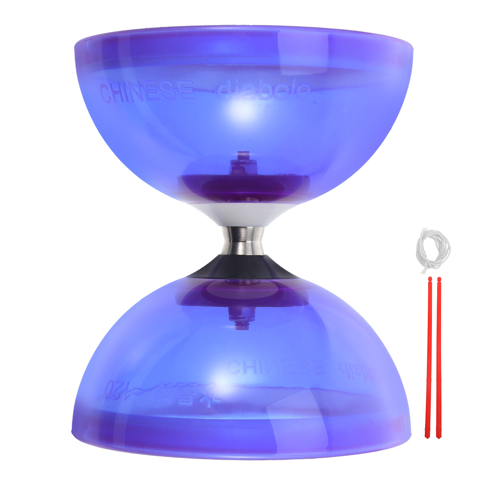 Juego de tres rodamientos de goma suave, doble rueda, Diabolo, ancianos, niños, Fitness, malabarismo, chino para niños pequeños, rodamiento de dos ruedas: Azul