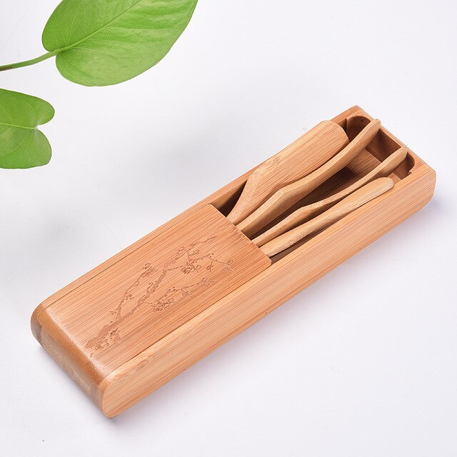 Kit d'ustensiles à thé en bambou chinois, pince à thé/cuillère à thé/aiguille à thé/cannister/entonnoir à thé, cuillère à thé, 21x6x3cm
