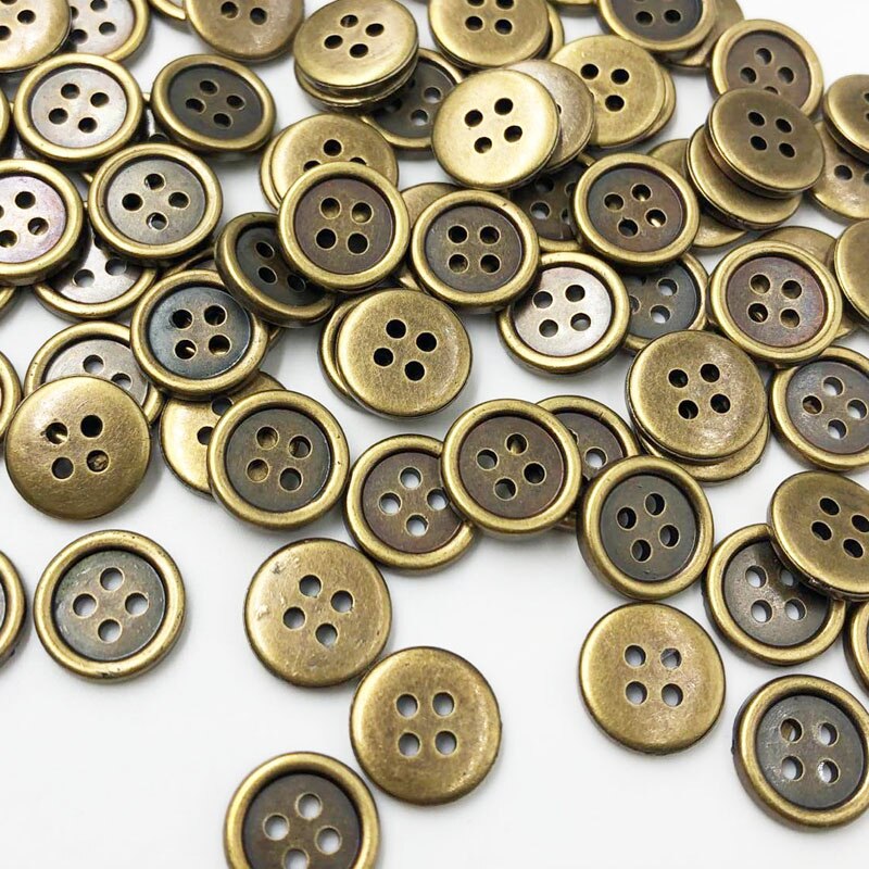 100pcs Silver/Bronze/Gold Plastic Buttons 12mm Sewing Craft 4 Holes PH290: Bronze