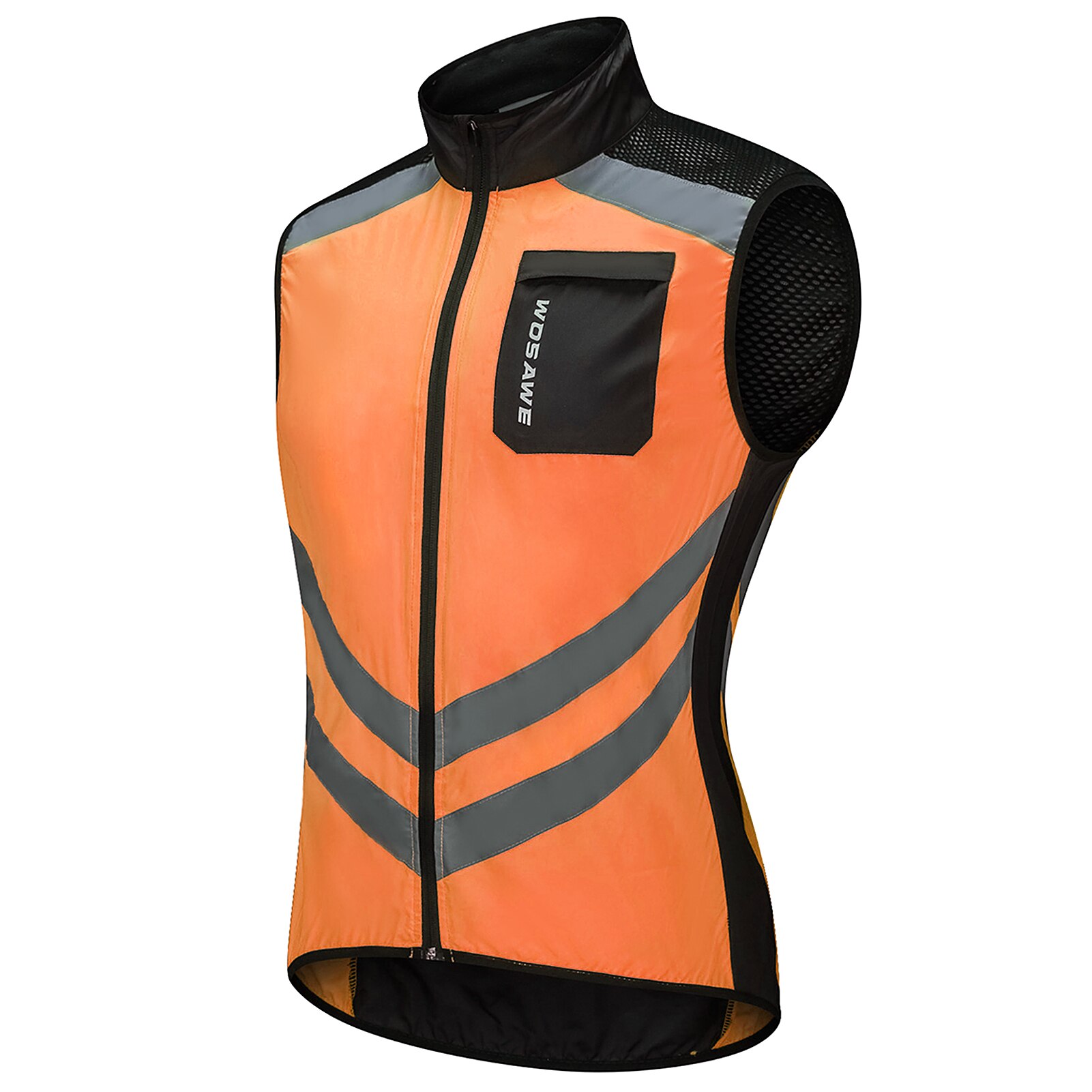 Mannen Fietsen Vest Opvouwbare Reflecterende Snel Droog Ademend Winddicht Sport Fiets Vest Riding Running Jogging Wandelen Wind Jas: Oranje / XXXL