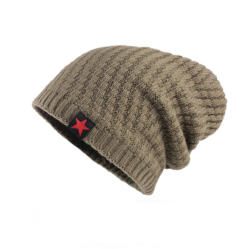 Varm hæklet vinteruldstrik villus beanie kranium slouchy hætter hat tykkere: Khaki