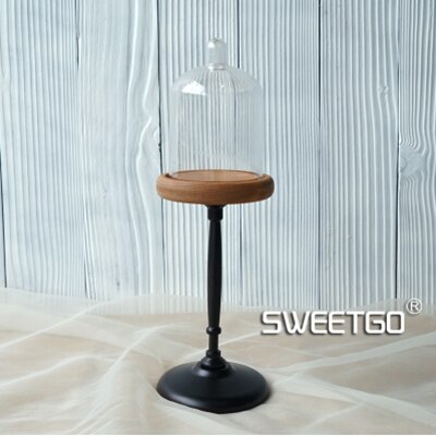Sweetgo wood cupcake stativ miclandscape/konserverede blomst lysestager med pc kuppel fest leverandør til bryllup: Brun høj