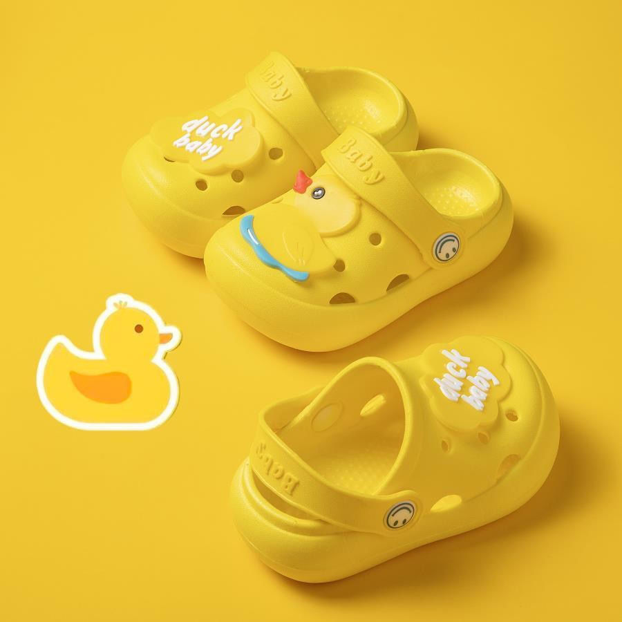 Bonito pato do bebê do menino chinelos ao ar livre verão crianças indoor antiderrapante sandálias dos desenhos animados crianças meninas fundo macio da criança sapatos de praia