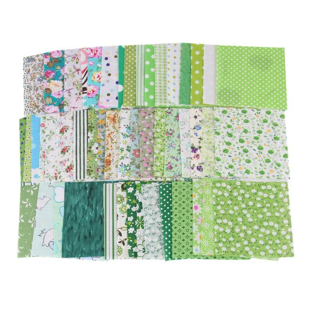 Handmade Fabric Home Making Material DIY Square Cotton Patchwork Craft: Green