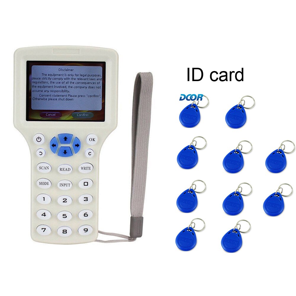 Rfid-kopieerapparaat, id-ic, fullband frequentielezer, schrijver, kopieerapparaat,  m1 mhz 13.56 duplicator, programmeur, usb, nfc, uid-tag, sleutelkaart: Schrijver 10 id sleutel