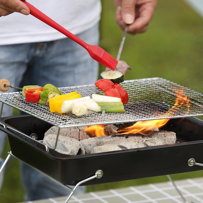Portable Metal Barbecue Charcoal Grill with Nets Kitchen BBQ Accessories Yard Outdoor Cooking Tools Utensils