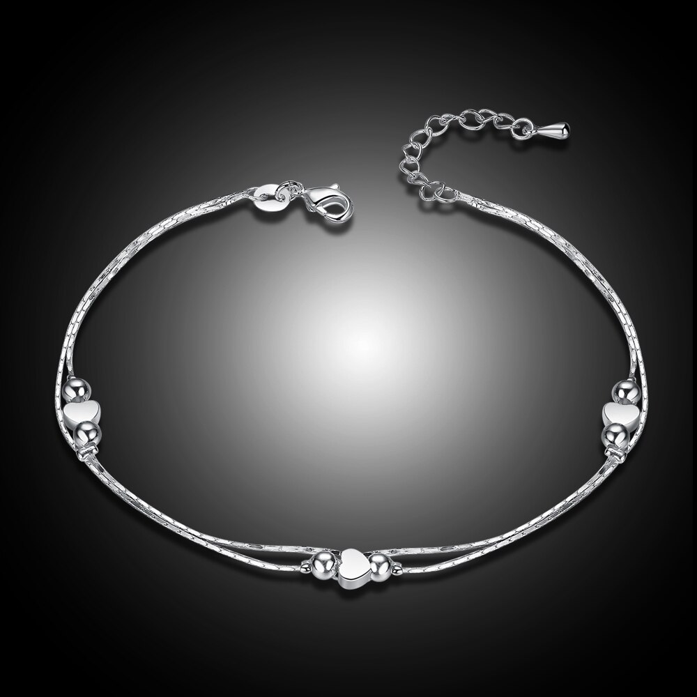 Cadena de pulsera de tobillo para mujer, de Plata de Ley 925, sandalia, tobillera de pie de playa, , 1 ud.