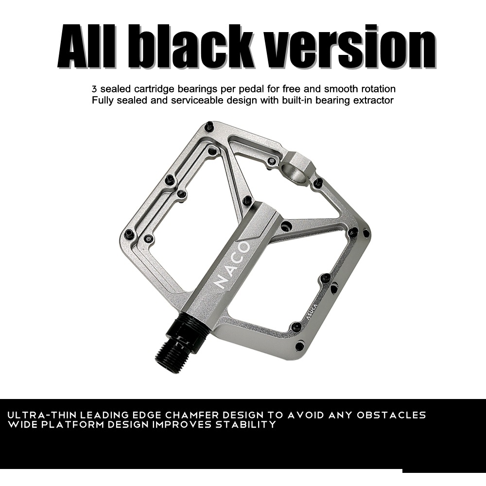 SHANMASHI aluminum alloy mountain bike pedal CNC craft bicycle wide flat pedal 3 bearings: WHITE