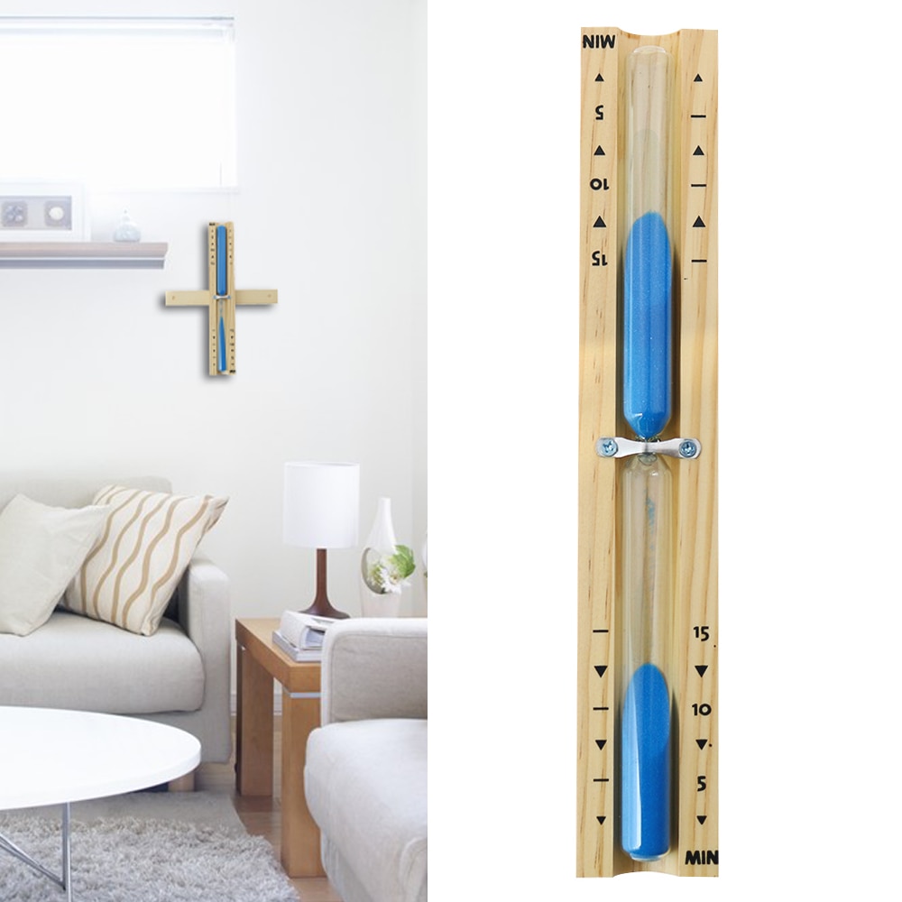 Wall-Mounted Rotating Sauna Clock Wooden Hourglass blue Sand Timer 15 Minutes Timer Home Decoration Accessories