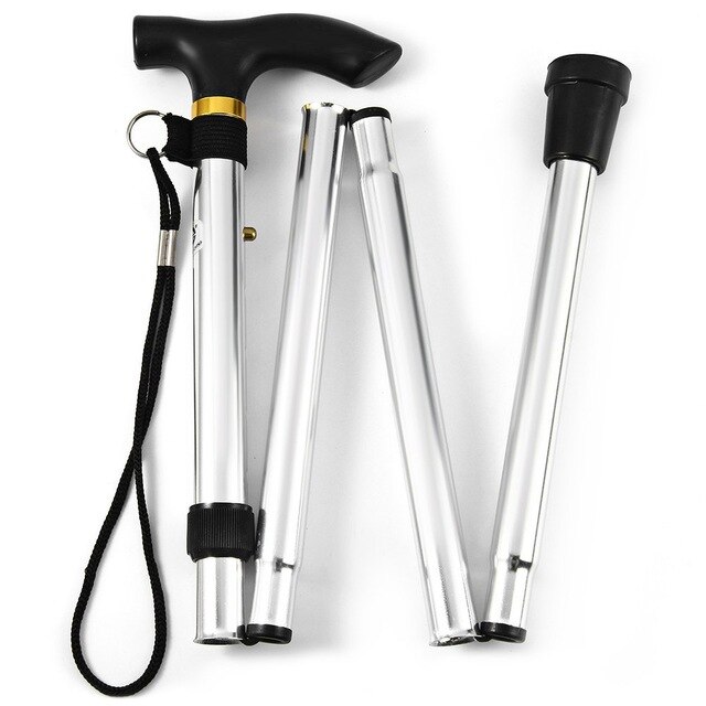 Outdoor Aluminum Alloy Folding Rod Hand Stick Walking Hiking Climbing Sticks Trekking Trail Crutch Ultralight Adjustable Canes: gray