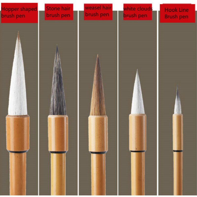 5pcs/set Chinese Landscape Painting Brushes Set Calligraphy Brush Artist Drawing Bird Character Chinese Freehand Painting Brush