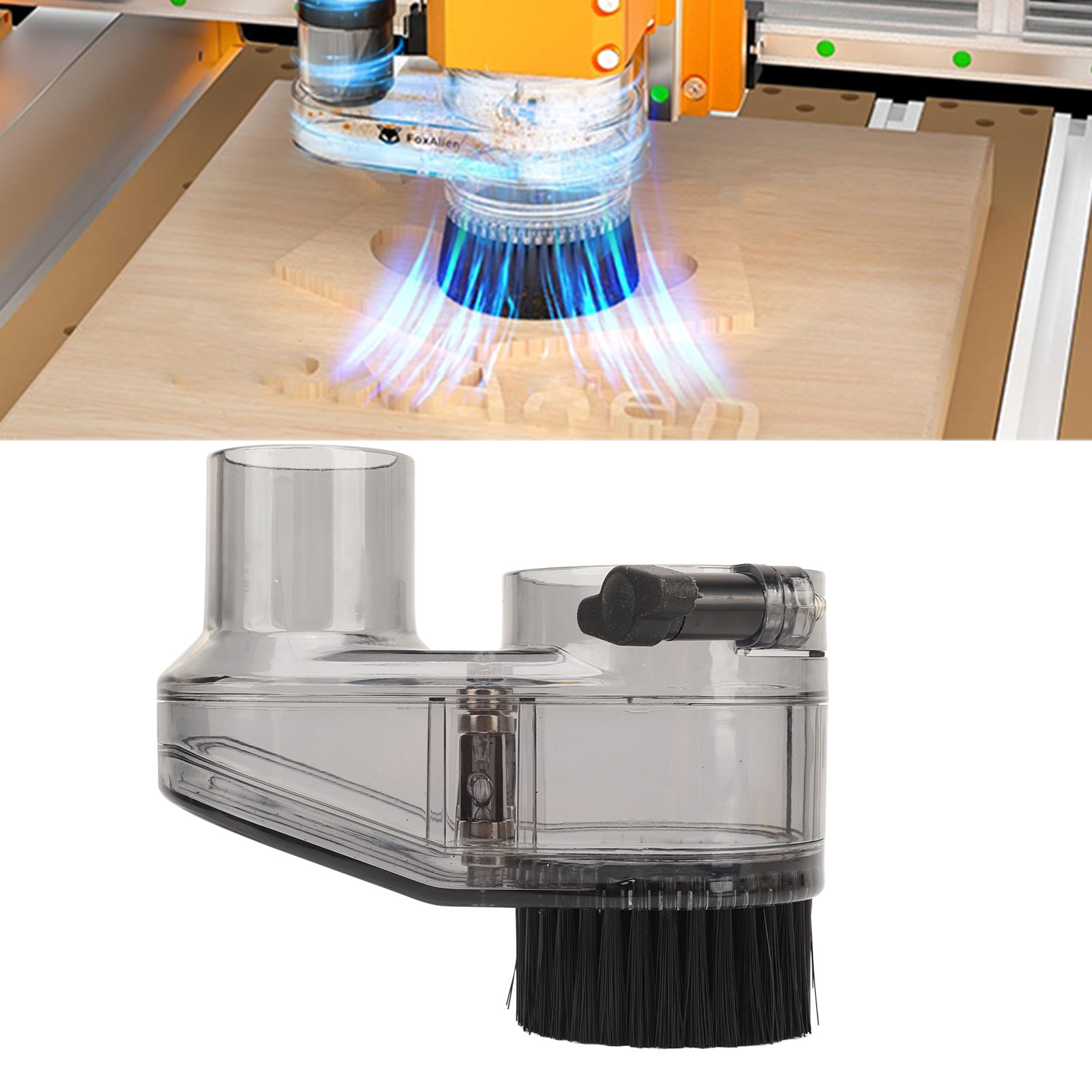 CNC Dust Shoe CNC Router Dust Shoe 52mm Diameter Clear CNC Dust Boot with 38mm Hose Diameter for 52mm Spindle Motors and Router